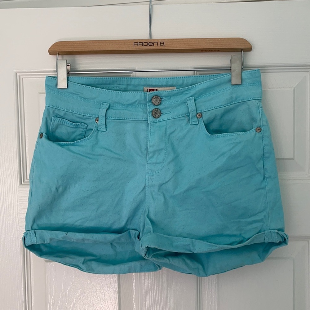 Blue High-Rise Shorts.